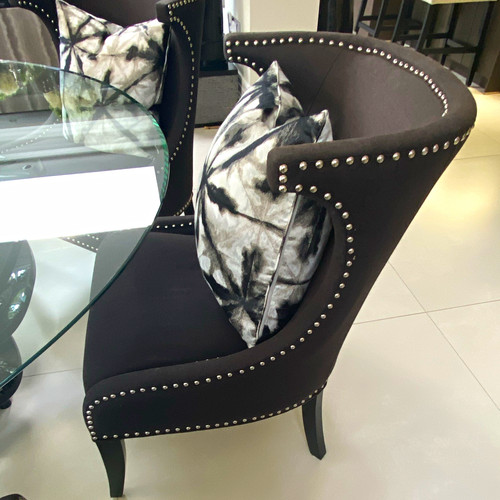 Black fabric armchair - black,