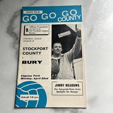 Stockport County Vs Bury Programme .Div3 ,Played 22/4/1968 , Lg Review Inside .