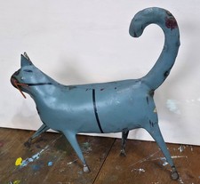 Recycled Metal Art Walking Cat