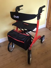 Drive Medical Nitro 4-wheel rollator walker, standard size, red