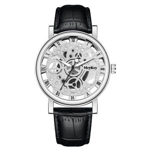 Men gents watch - skeleton, steel