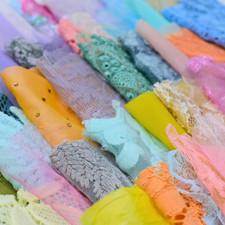 Pastel Fabric Scraps 50 Lightweight Pcs | Lace, Organza, Chiffon, Voile, Tulle