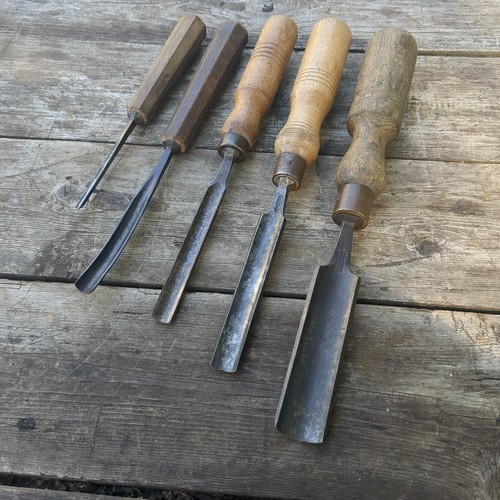 Vintage wood carving - wood, gouges