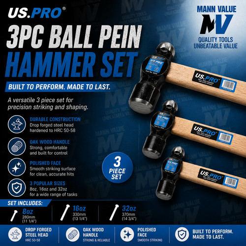 Pro 3pc set ball pein - us, of