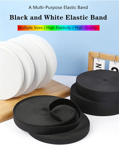 Flat elastic cord black - elastic,