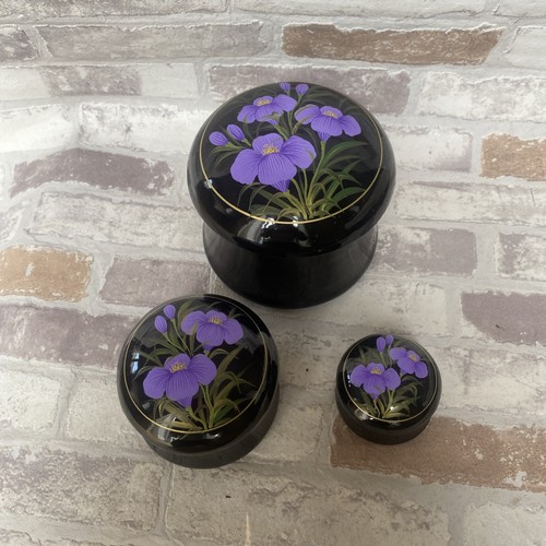 Black lacquered trinket boxes - black,