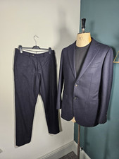 Suit Supply Flannel Suit UK 40 Slim Navy Circular Wool 2 Piece - Trousers 32x30
