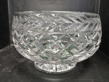 Elegant Cut Glass Crystal Bowl with Diamond Pattern - Vintage Style 8x5"