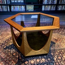Mid-Century G-Plan Hexagonal Coffee Table in Teak with Glass Top- CS SA8
