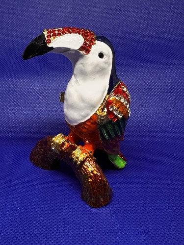 Toucan bird bejewelled hinged - toucan,