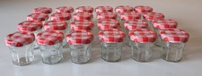 24 Bonne Maman Mini 30g Glass Jam Jars Red Gingham Lids – Crafts Storage Favours