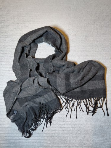 Black gray striped scarve - black,
