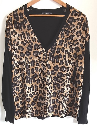 Zara knit leopard print neck - leopard,