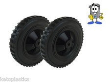 pair of black fishing trolly  / sack truck wheels 146mm wide  - 10mm bore hole