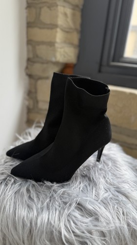 Black stretch knit sock - black,