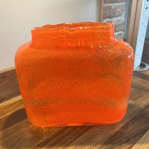 Unmarked orange mouth blown - unmarked,