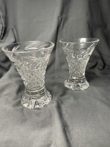 Pair crystal posy vases - posy, bird