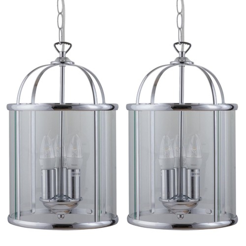 Pair chrome lantern - chrome,