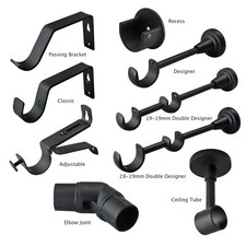 Matt Black Curtain Pole Rod
