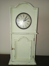 Wall Clock with Cupboard. Aged Paint Finish Battery Operated Home Decor