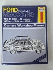 Ford Escort MK2 Mexico RS1800 RS2000 Haynes Manual 1975 to 1980 SOHC DOHC Engine