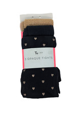 TU Kids Girls opaque Tights - Black/Gold 3 Pack 11-12 Years