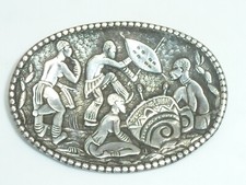 Vintage Sterling Silver Zulu Warrior Brooch Tribal Candida South Africa Signed