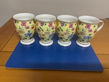 Past Times China Mugs Set Of 4  Medieval Flower Very Good Condition.