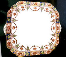 GLADSTONE BONE CHINA Dinner Plate  Red Green Floral Swags MADE IN ENGLAND 24cm