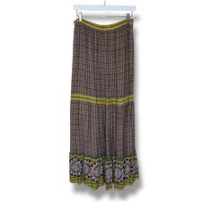Caravan Creations Maxi Skirt Multiprint Tiered Boho Peasant Pull On Women Large