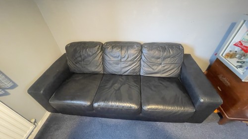 Leather sofa seater black - leather,
