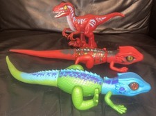 ZURU ROBO ALIVE TOYS RED RAMPAGING RAPTOR DINOSAUR AND LURKING LIZARDS X 2