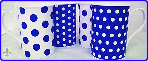 Blue dots spots mugs set - spots,