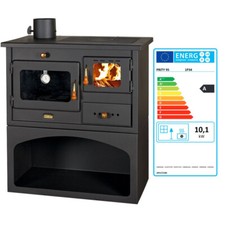 PRITY 1P34 Wood Burning Cooking Stove | Oven, Steel Top, 10kW - Left