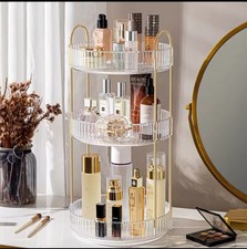 3 Tier Rotating Makeup Organizer 360° Cosmetic Storage Box Vanity Display