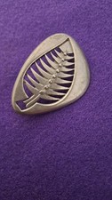 Vintage Ceard Brooch, Scottish Pewter 1970s, Modernist Linden Leaf, Signed.