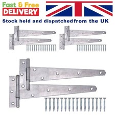 DOMIRA TEE HINGES GALVANISED ZINC HEAVY DUTY SHED GARDEN GATE HINGE T-HINGE PAIR