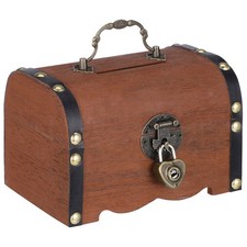 Wooden Pirate Treasure Chest Box Jewelry Trinket Keepsake Storage Case
