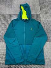 Russell Tech Fleece Hoodie / Teal / Neon Hood / Textured / Zip-Up / M