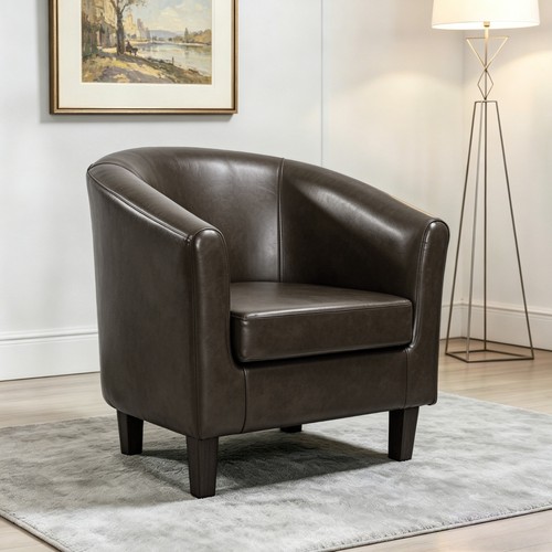 Faux leather tub chair - faux,
