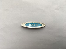 C1920s VINTAGE BABY SILVER&TORQUOISE GUILLOCHE ENAMEL PIN BROOCH