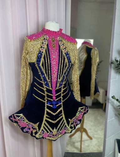 Navy velvet gold lace - navy, pink