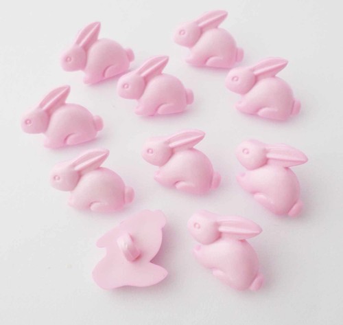 Pink bunny rabbit buttons - 20,