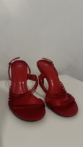 Zara red cotton slingback - zara,