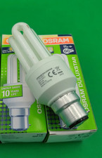 2 x  11w = 60w Low Energy CFL Bulbs BC B22 Osram Energy Saving Lamps