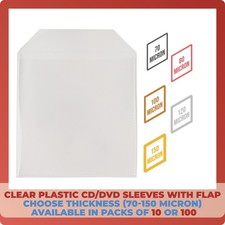 Clear Plastic DVD CD Blu Ray Disc Disk Sleeve Wallet Case Cover Storage 10 100