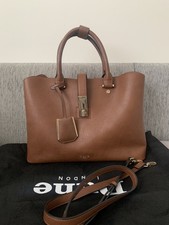 Brown Leather Style Dune handbag shoulder bag cross body bag gold hardware