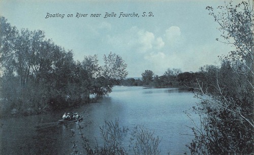 Boating river postcard - boating, on
