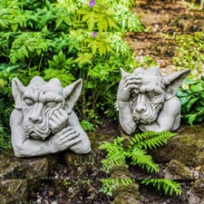 Pair of Large Hand on Head Sleepy Gargoyle Garden Statues by DGS 74KGS