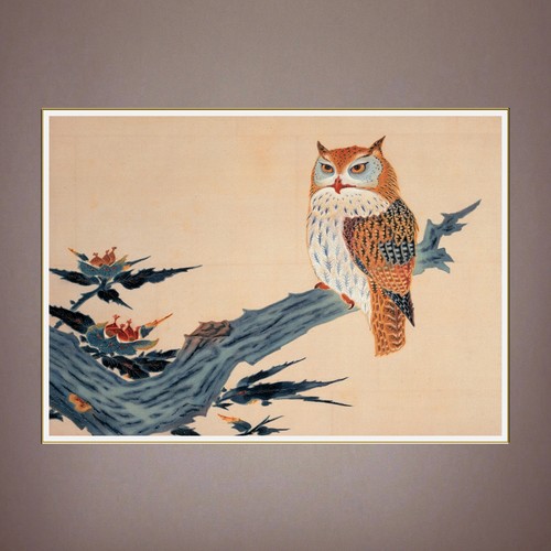 Owl japanese antique - japanese, painting